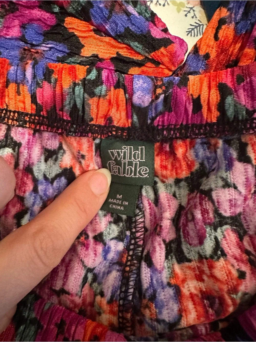 Wild Fable Medium Floral Multicolor Pleated Stretchy Hi Rise Flare Bell Bottoms